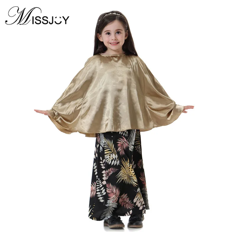 MISSJOY Abaya/Детское платье в Дубае сатиновое с рукавами летучая мышь для девочек