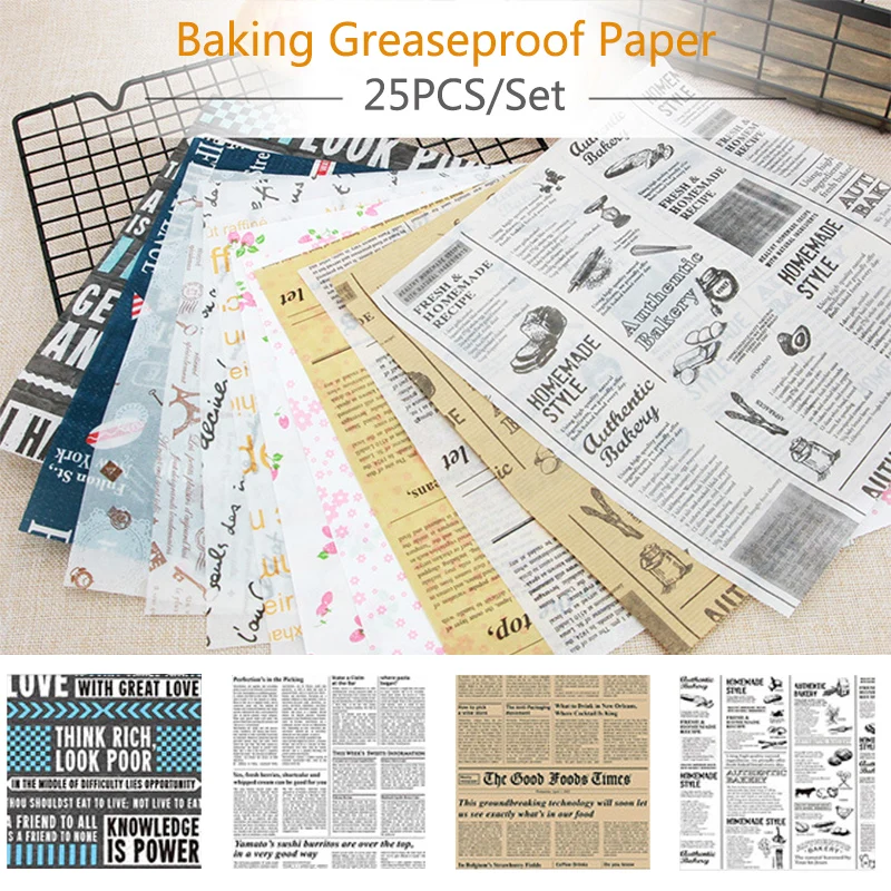 25 шт./лот пищевые обертки смазочная бумага инструменты для выпечки вощеная