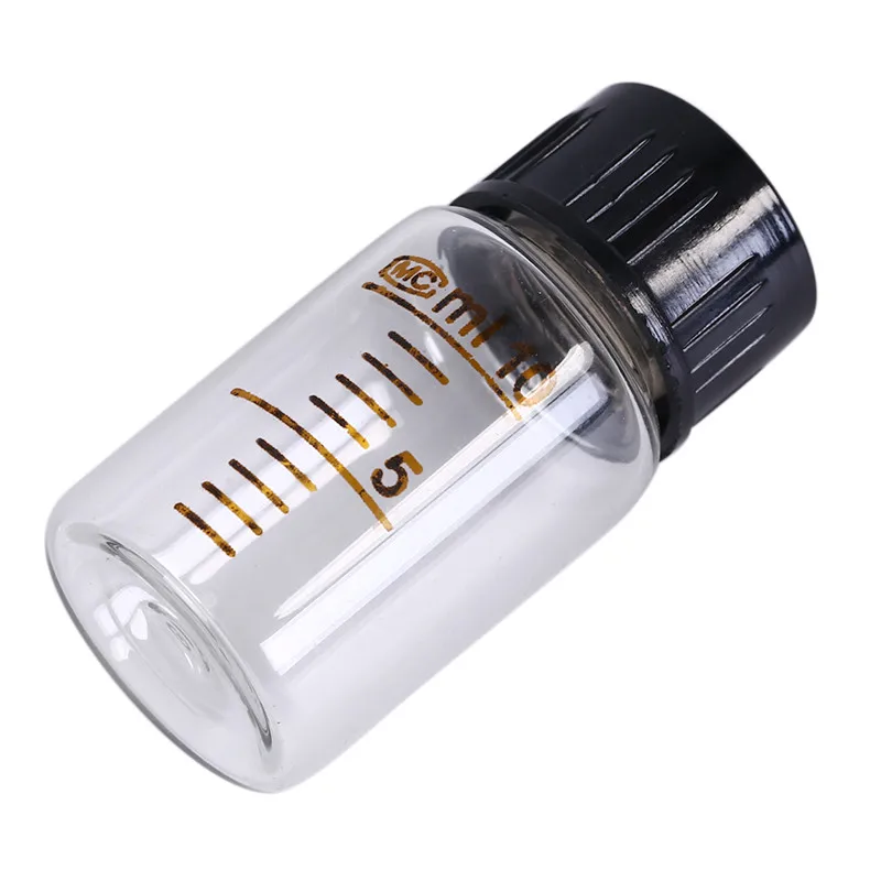 

10ml Glass + Plastic Reagent Bottle With Screw Cap Black Graduated Sample Vials Round Bottle