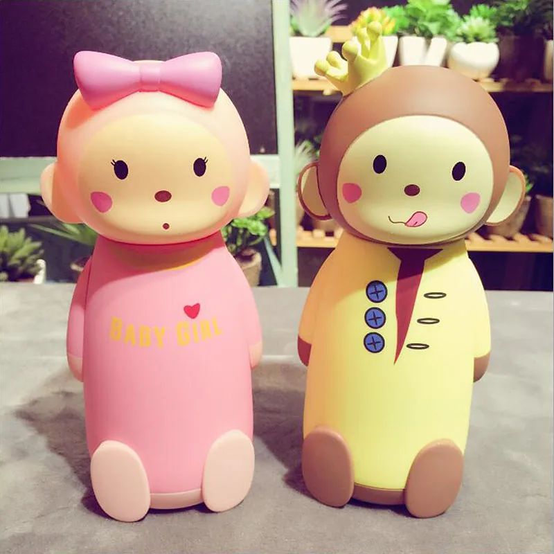 Милая 3D стеклянная бутылка для воды в стиле обезьяны детей мультяшная