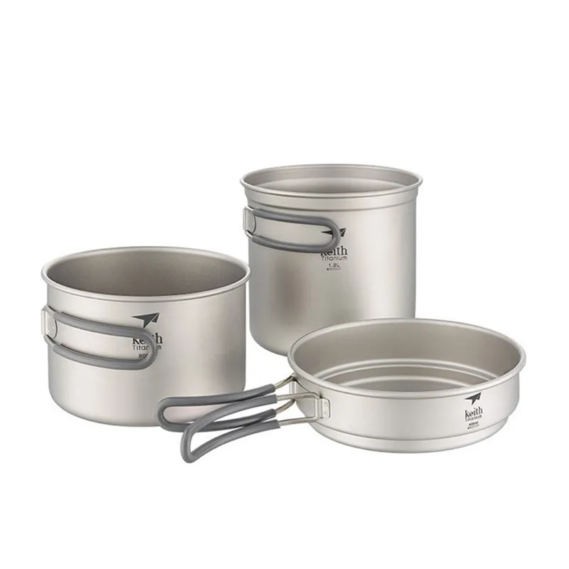 3 шт./компл. уличный титановый набор кастрюль и сковородок чайник посуда для