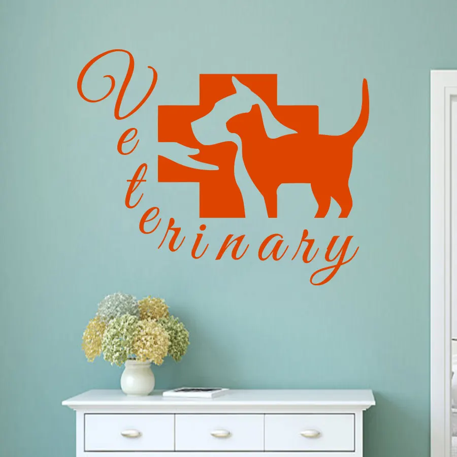 Grooming Salon Wall Decal Pet Veterinary Services Vinyl Dog Cat Hospital Shop Removable Stickers Clinic Design SYY565 | Дом и сад