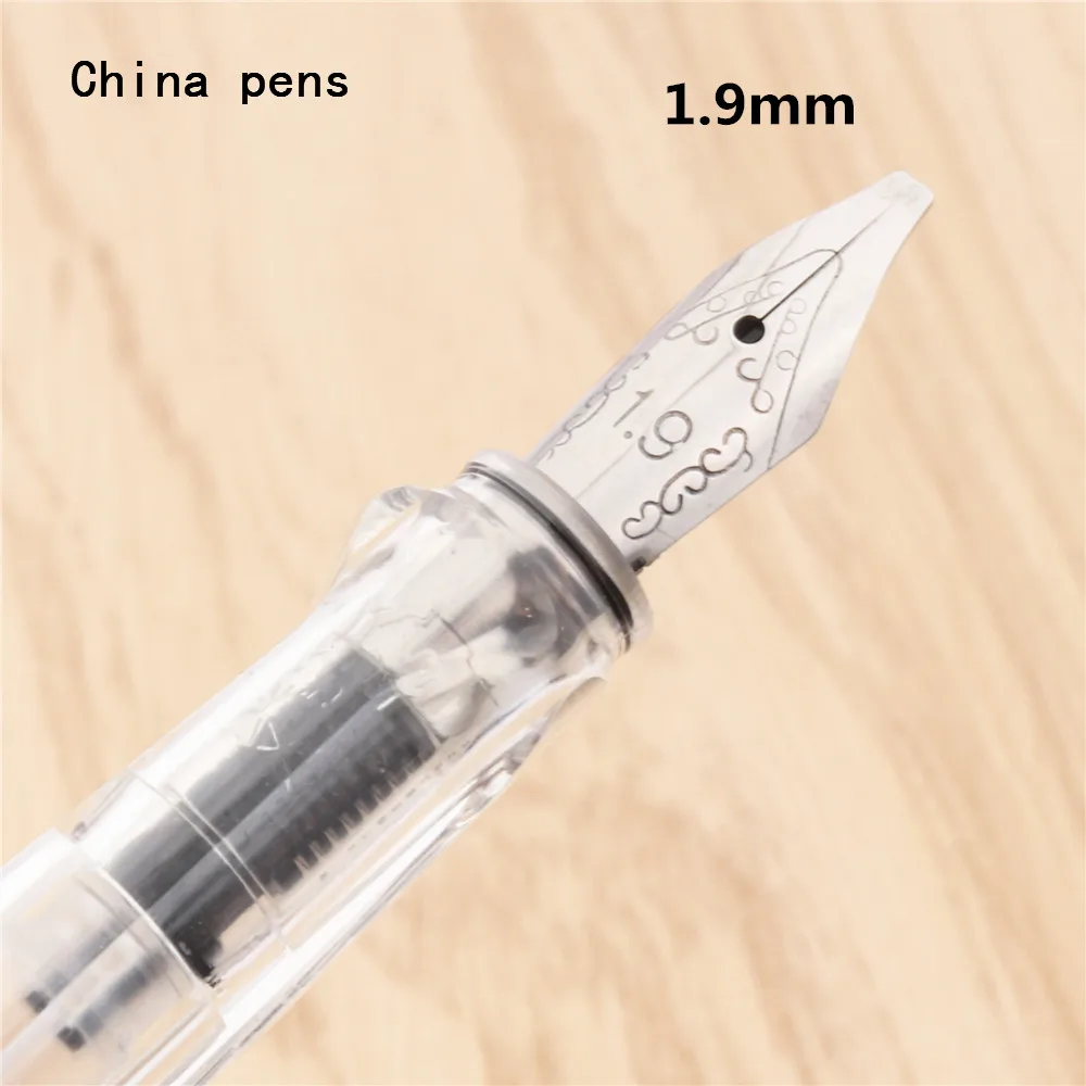 Jinhao 874 прозрачная белая английская каллиграфия Duckbill параллельная художественная ручка цветок тело плоский перо Тибетский арабский авторучка - Color: 1.9mm-pen