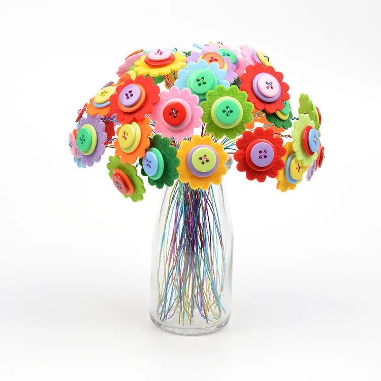 DIY Кнопка букет пуговицы ручной работы цветок Для детей в детском саду Сделай Сам
