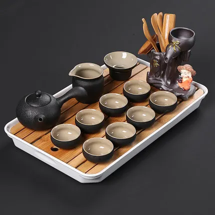 Бытовой керамический чайный поднос для печи, чайная чашка Gaiwan, чайная чашка, аксессуары для чайной церемонии, простой современный китайский чайный набор кунг-фу - Цвет: 08 Style Tea Set