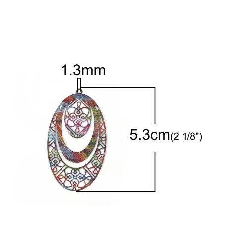 DoreenBeads медная эмалированная живопись Подвески Овальная Капля Веерообразное сердце многоцветный синий мультистили Подвески DIY фурнитура, 5 шт - Окраска металла: 1