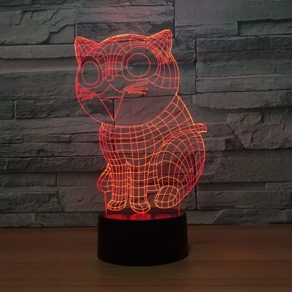 3d лампа с милым котом 7 цветов Светодиодные ночные лампы для детей сенсорный