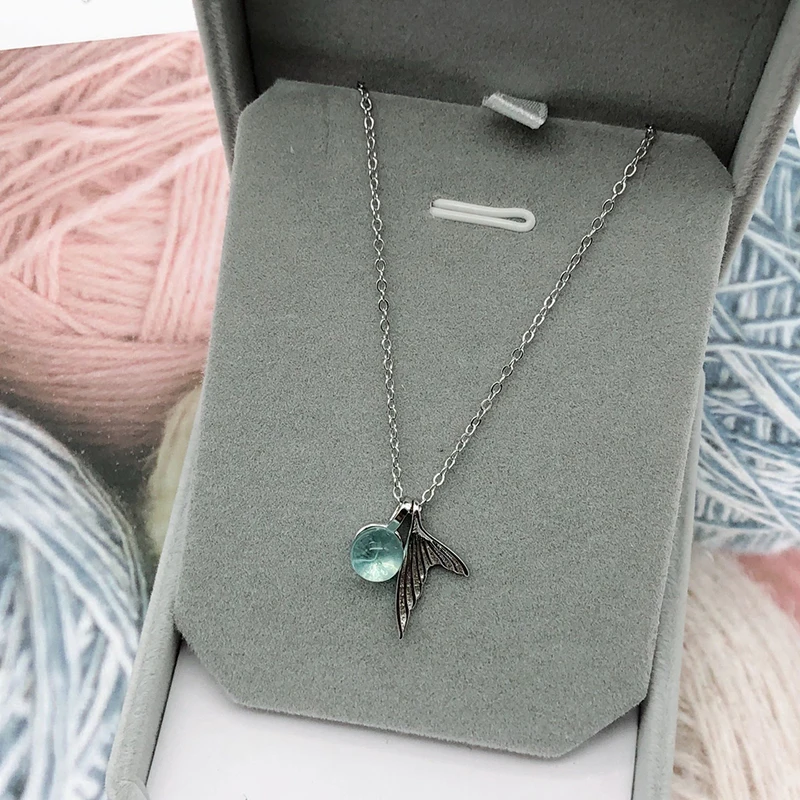 LIDAVI 925 Стерлинговое Серебро Романтический корейский рыбий хвост с синим