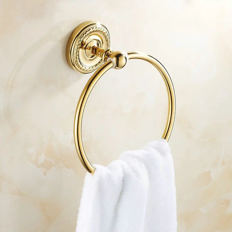 Золотой Латунный полотенце Аксессуары для ванны кольцо стойки настенный 7003 г|towel
