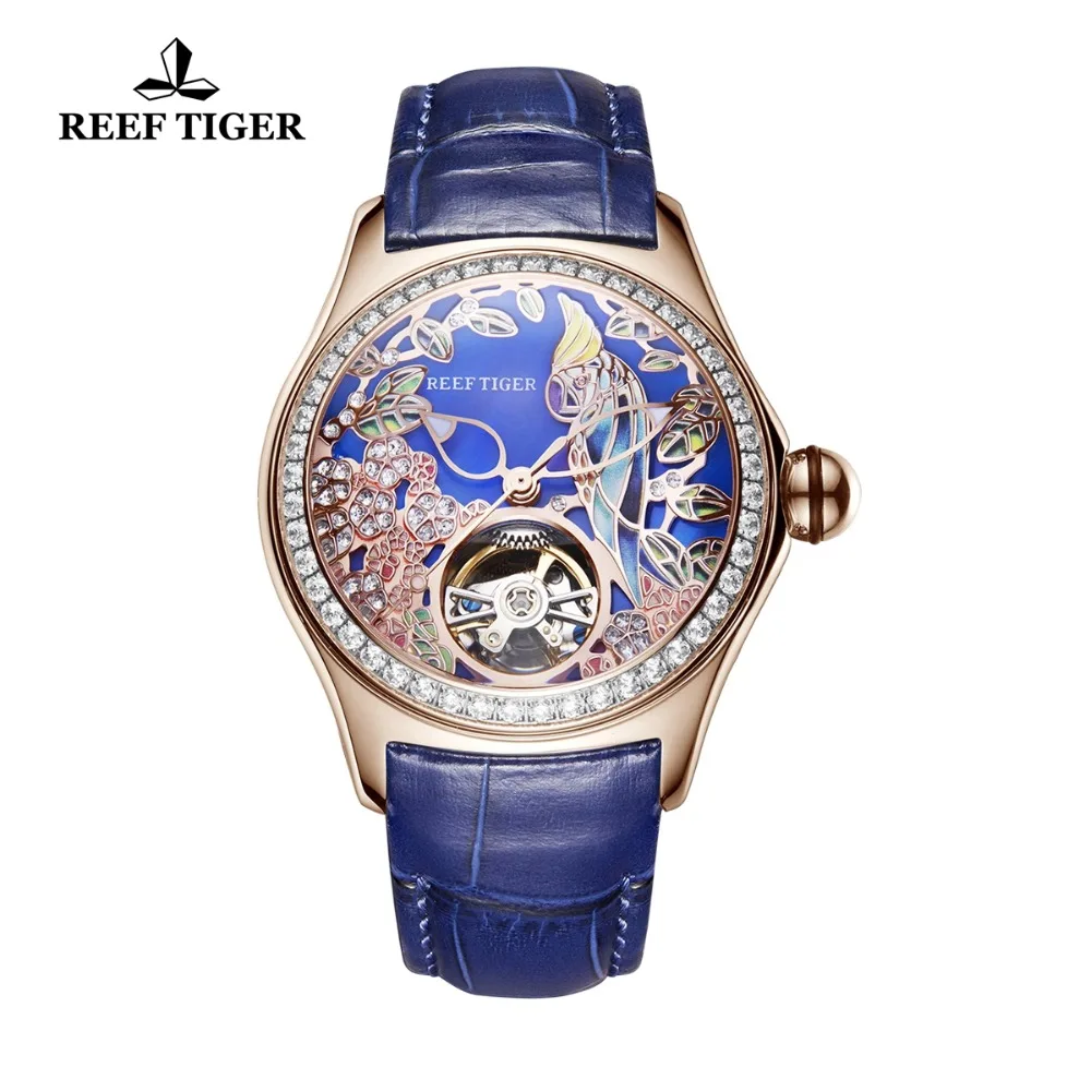 Часы Reef Tiger женские автоматические из натуральной кожи с ремешком 2019 | Наручные