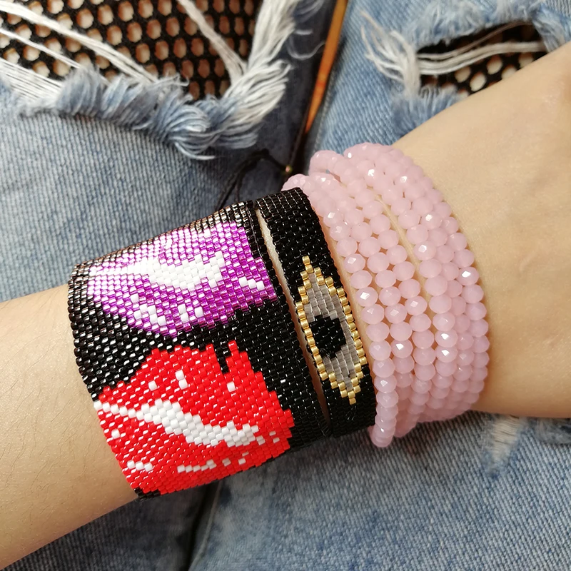 SHINUSBOHO губы pulseras мужчины Миюки индейки глаз заявление браслет для женщин