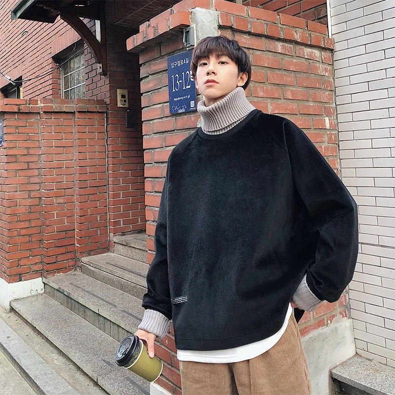 Зимние новые мужские модные повседневные уличные хип-хоп свободные толстовки с