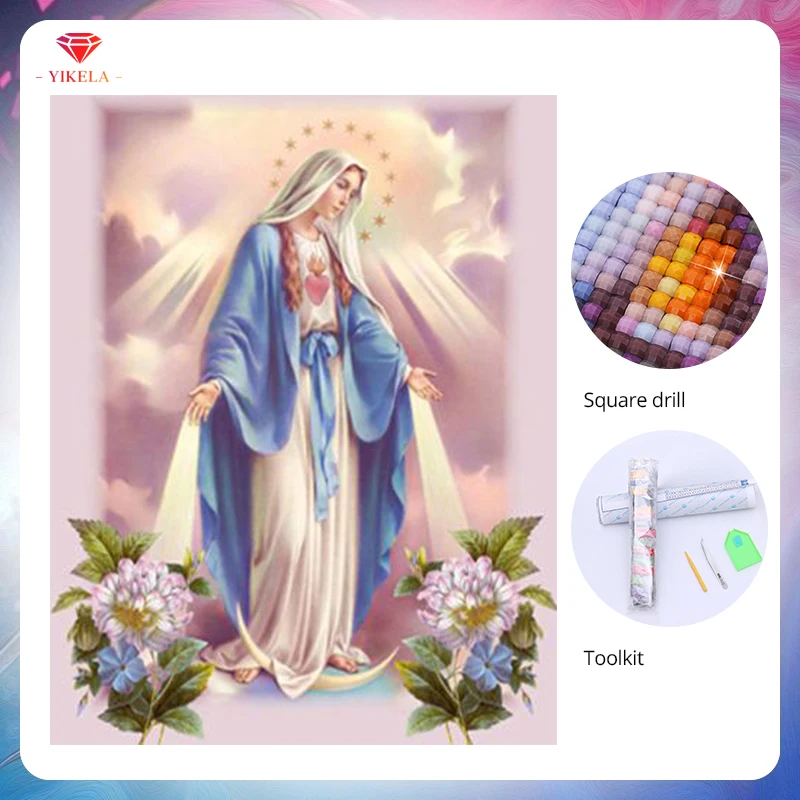 

YIKELA Virgin Mary Алмазная вышивка крестиком 5D DIY алмазная живопись Алмазная вышивка живопись украшение дома аксессуары наклейки