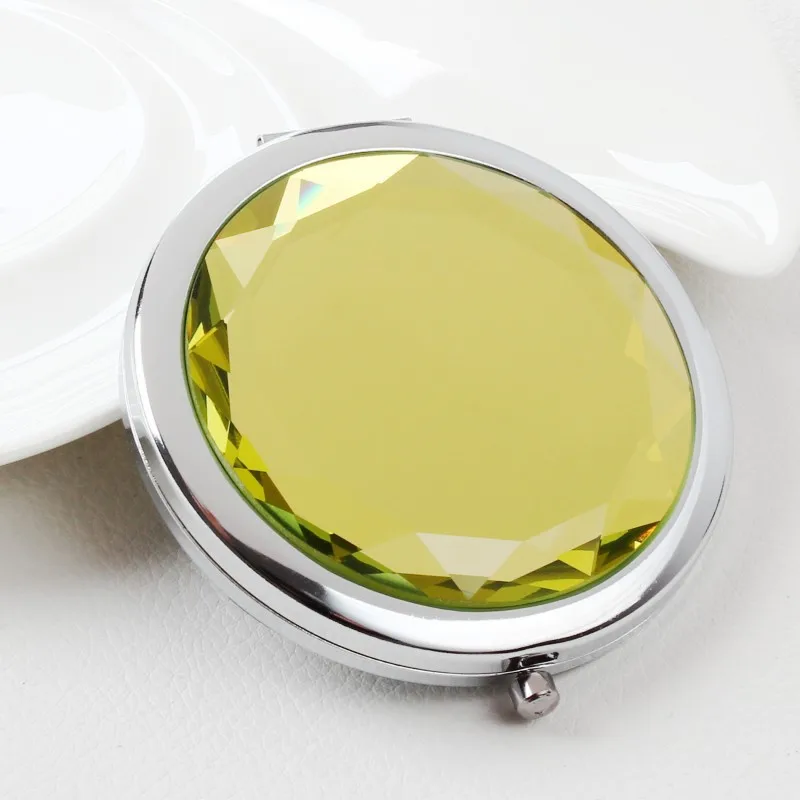 Yellow Роскошное зеркало для макияжа украшенное кристаллами персонализированный подарок складное зеркало мини компактное косметическое двухстороннее складное зеркало подарки на заказ - Цвет: Yellow