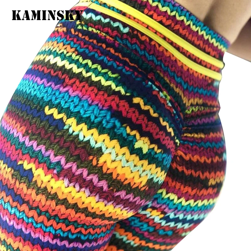 Kaminsky Модные цветные женские леггинсы с 3D принтом, Весенние длинные штаны из полиэстера с высокой талией, оригинальные вязаные леггинсы для фитнеса