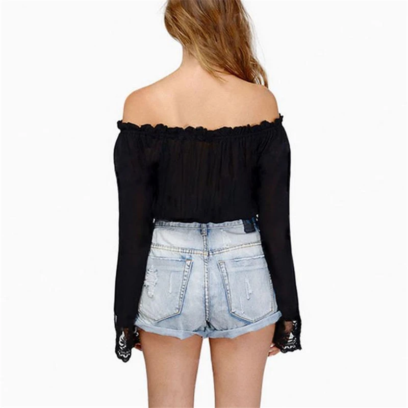 Doreenbow женские пикантные узкие с открытыми плечами Блузки для малышек белый плеча