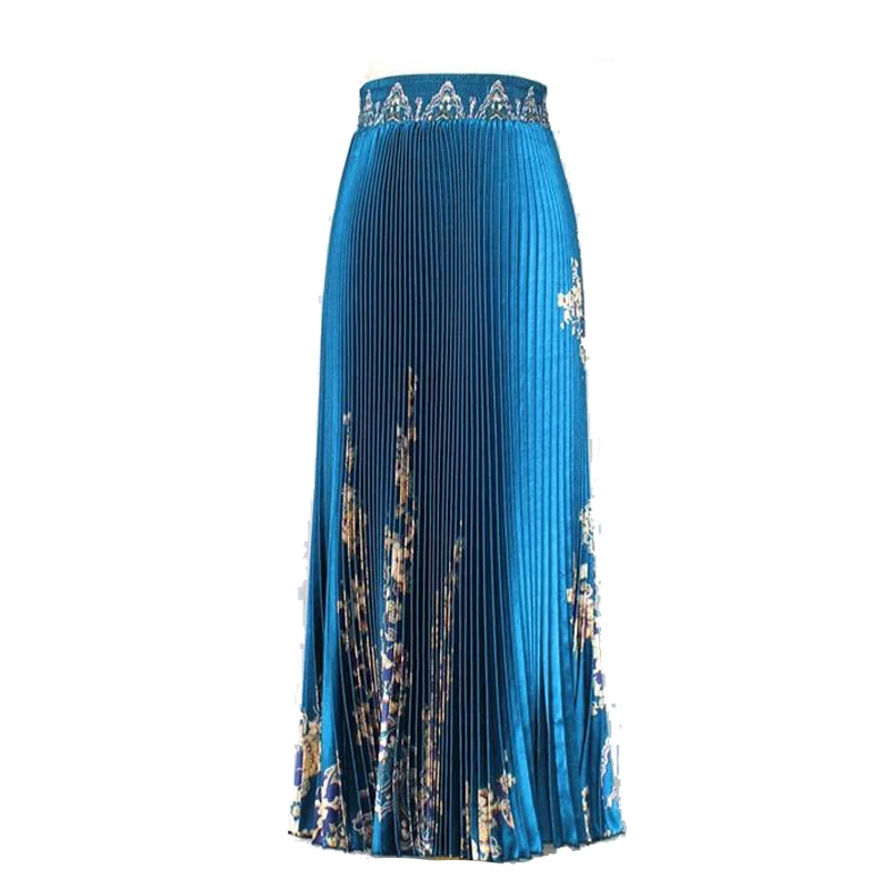 Женское плиссированное платье в национальном стиле Длинное свободное с высокой