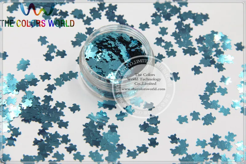 Solvent Resistant Solid Sky Blue Color Turtle Animal  Shape Glitter  for Nail Polish and DIY decoration 1Pack =50g