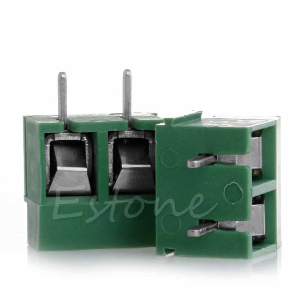 2 шт. 300 В 10A 2P папа PCB винтовой клеммный блок разъем 5 мм зеленый шаг L25|connector|pitch