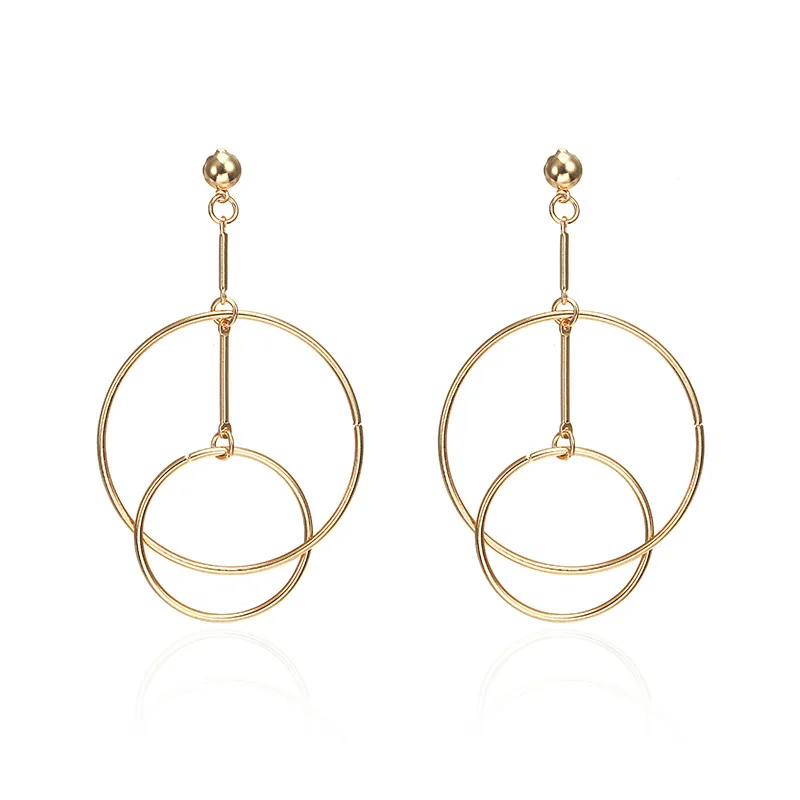 Простые трендовые женские большие полые серьги капельки золотого и серебряного