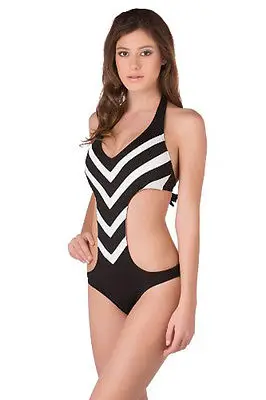 Sexy Women Halter Stripe Bikini Monokini Swimwear Beachwear S M L |