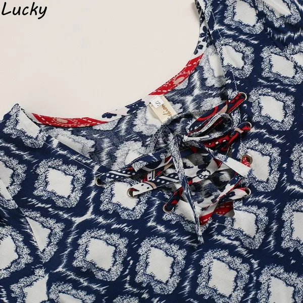 Печатные Для женщин летние платья V Средства ухода за кожей Шеи 3/4 рукава