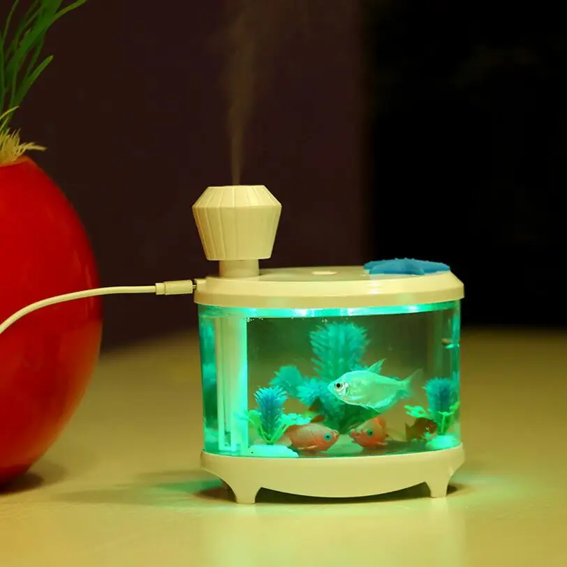 Новинка Красивые Мини Fish Tank Аквариум Лампы Увлажнитель Ночник Очиститель