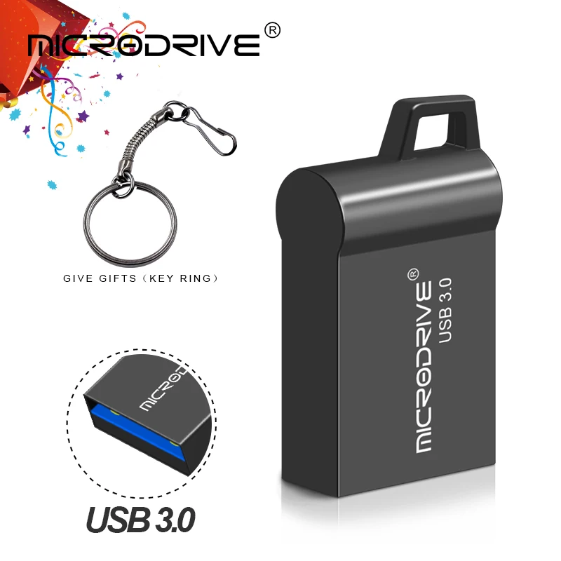 Мини флеш-накопитель usb 3,0 Флешка 32 Гб 64 ГБ флеш-накопитель 16 ГБ 128 ГБ флеш-накопитель водонепроницаемый usb карта памяти Бесплатный брелок подарок