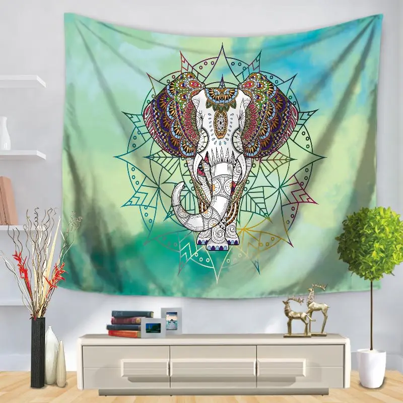 Home Decorative Wall Hanging Carpet Tapestry Rectangle Bedspread Elephant And Mandala Print Pattern GT1256 | Дом и сад