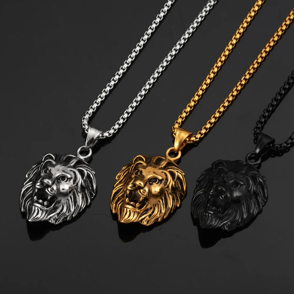 Новинка 2019 года Goofan хип хоп голова льва кулон цепочки и ожерелья нержавеющая