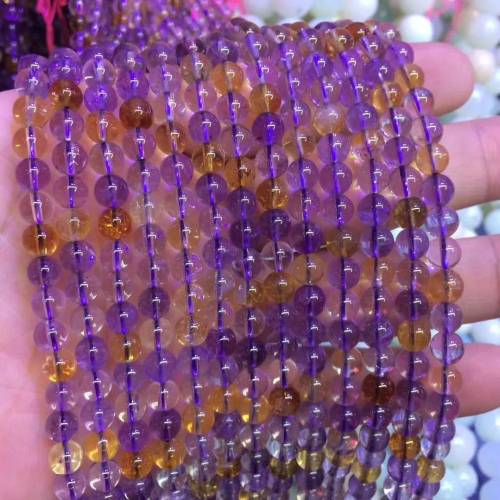 Бусины из натурального камня аметиста/цитрина незакрепленные бусины