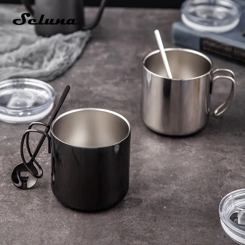 Дорожная кофейная кружка из нержавеющей стали с двойными стенками и крышкой 400