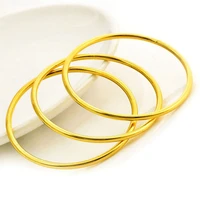 3 pieces smooth bangle unopenable yellow gold filled womens bracelet plain bangle dia 60mm