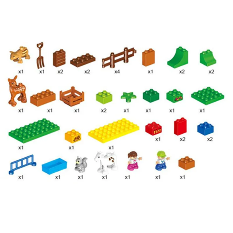 

Big Size Diy Bricks Happy Farm Zoo Animals hobbies Building Blocks Set Compatible With Duploed Funny Baby Toy For Children Gift