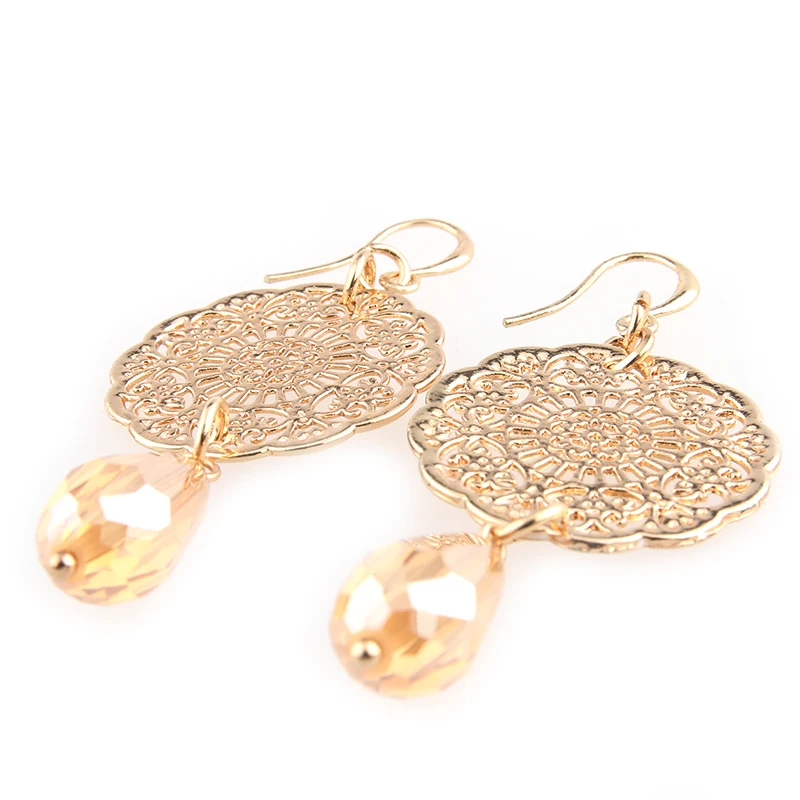 Висячие серьги висячие в богемном стиле Металлическая резьба полый узор