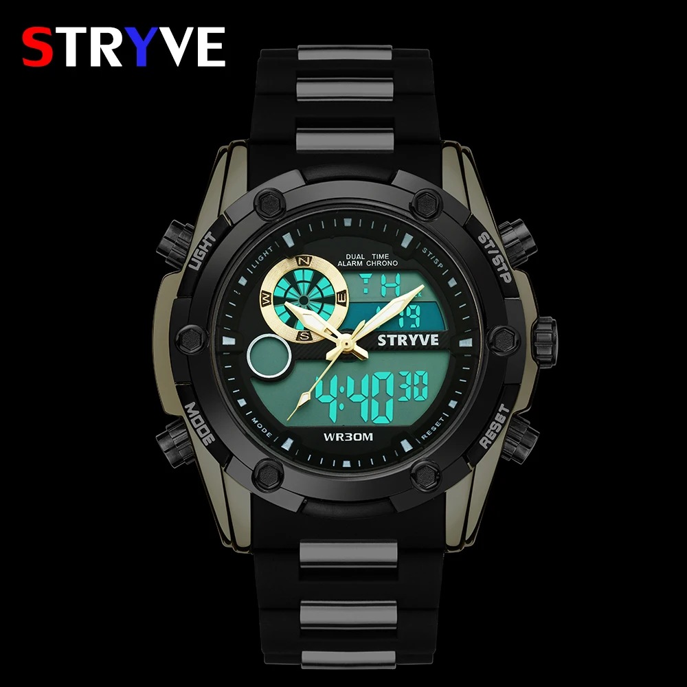 STRYVE спортивные военные Для мужчин цифровые часы армия мужские брендовые