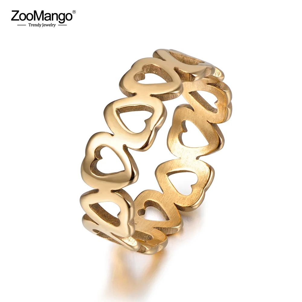 ZooMango Нержавеющая сталь Модные полые в виде сердца для влюбленных Кольцо