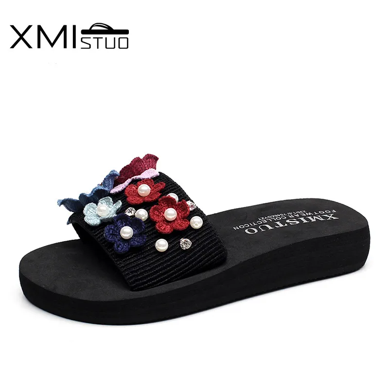 Сланцы XMISTUO женские резиновые пляжные водонепроницаемые шлепанцы с низким