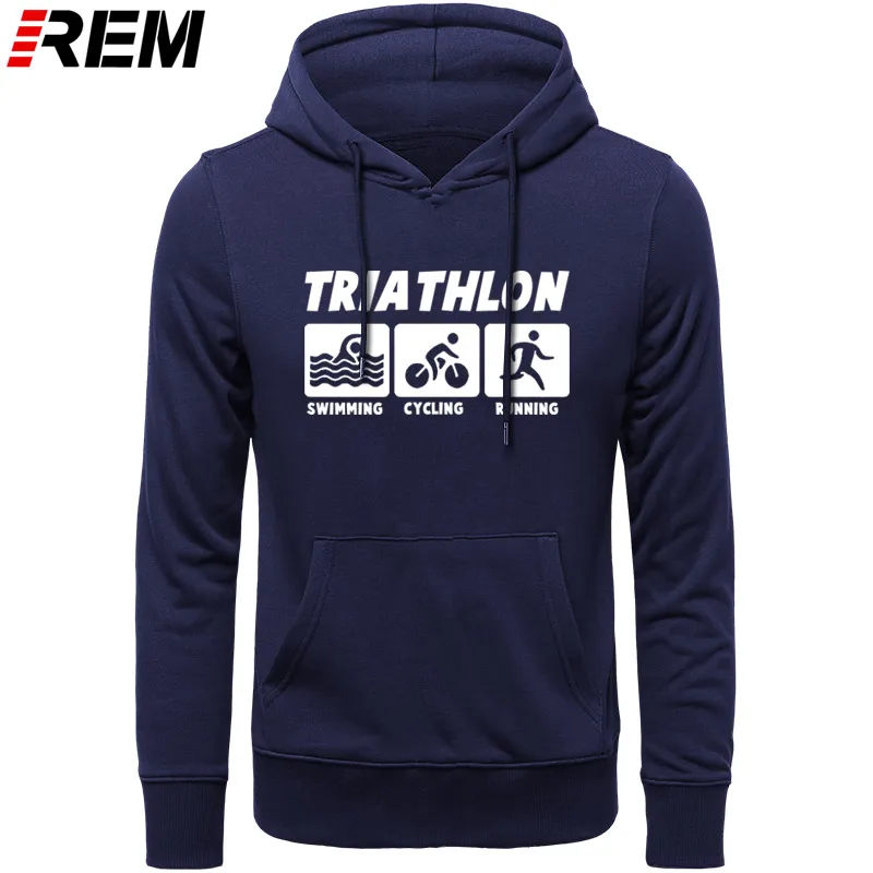 REM, новинка, мужские повседневные толстовки, Триатлон, лучший хлопок, круглый вырез, длинный рукав, уличная одежда, мужская спортивная одежда, Толстовки, Толстовки - Цвет: NAVY WHITE