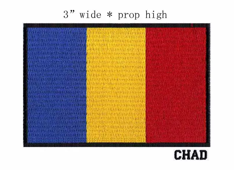 Вышитая нашивка с флагом Чад 3 дюйма для сердца смерти в Африке сине желтый