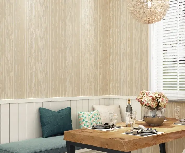 Простые современные нетканые обои самоклеящиеся в Вертикальную Полоску теплые