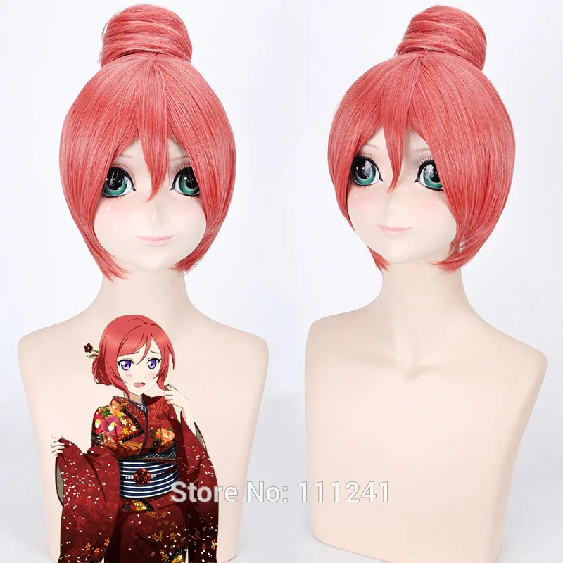 

Love Live! Парик для косплея Nishikino Maki Yukata Ver Red с шапочкой