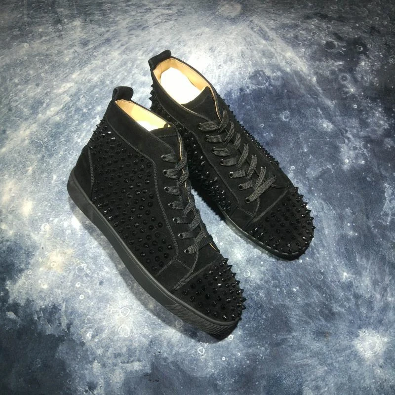 Nature Suede Leather Mens Sneakers Black Luxury Brand Rivets High Top Flats Casual Shoes Party Dress zapatos de mujer 48 | Обувь