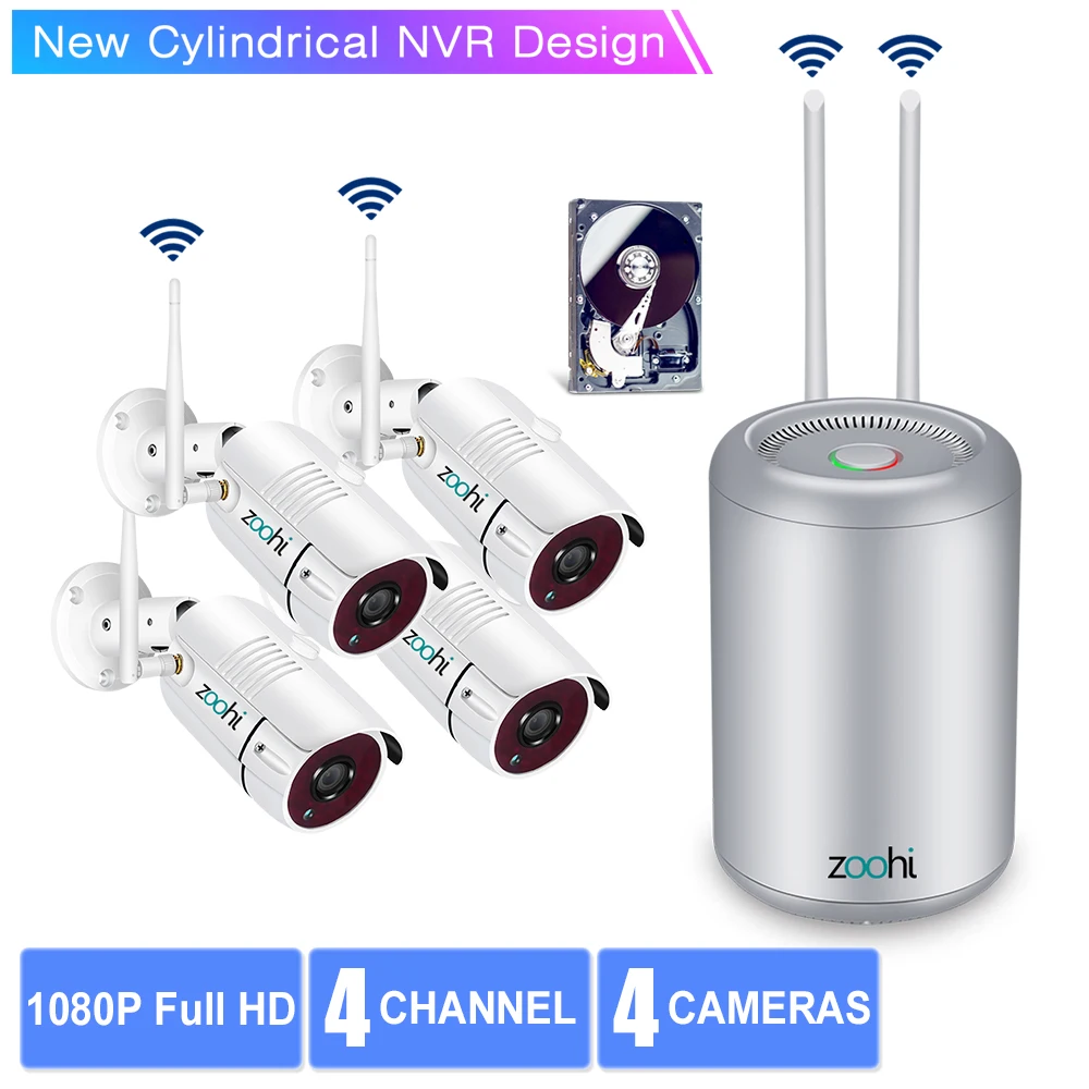 Zoohi 4CH 1080 P видеокамера с Wi-Fi системы наборы открытый водонепроницаемый ночного видения видео беспроводная камера видеонаблюдения системы наборы