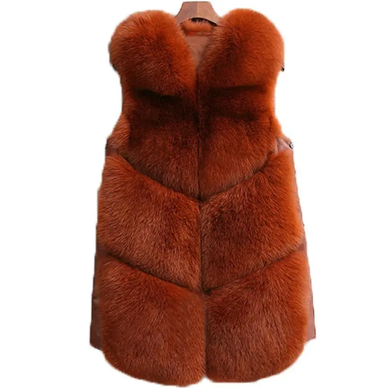 2018 Новый женский модный жилет из искусственного лисьего плюша пальто с мехом