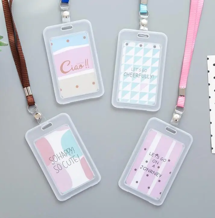 1 шт. Кот Медведь Kawaii мультфильм держатель для карт со шнурком ID кредитный автобус карты хранения бейдж держатель канцелярские принадлежности Школьные офисные принадлежности - Цвет: 1pc random