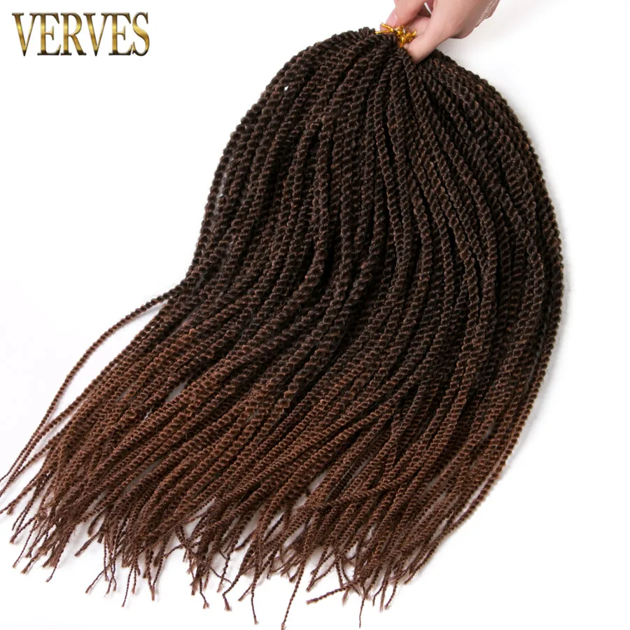 VERVES Ombre Synthetic Crochet Braids 1 pack, 30 strands/pack 18 inch,Small Senegalese Twist Hair Braiding Hair Extensions