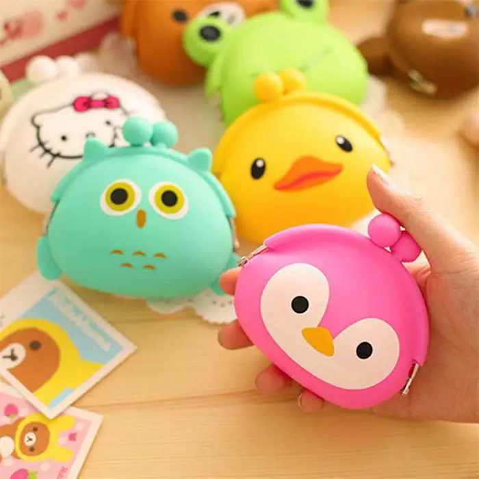 Оптовая продажа милые животные Женский силиконовый кошелек для мелочи японские