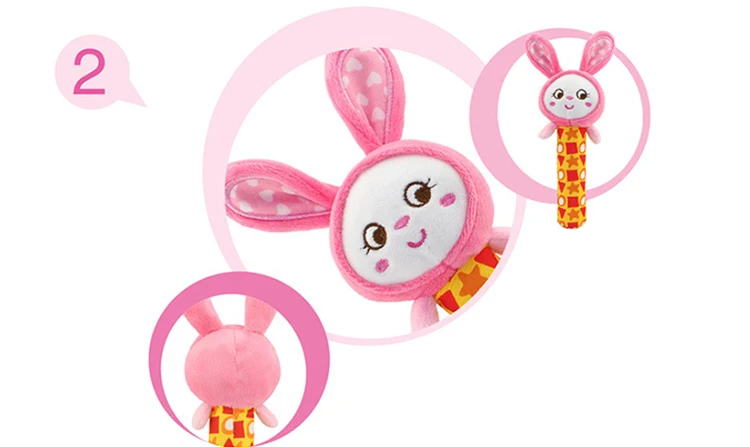 Baby Infant Newborns Plush Rattle Toy Hand Grasp Teethers Cute Animal Stuffed Handbell Ring Early Education Boys Girls Gift