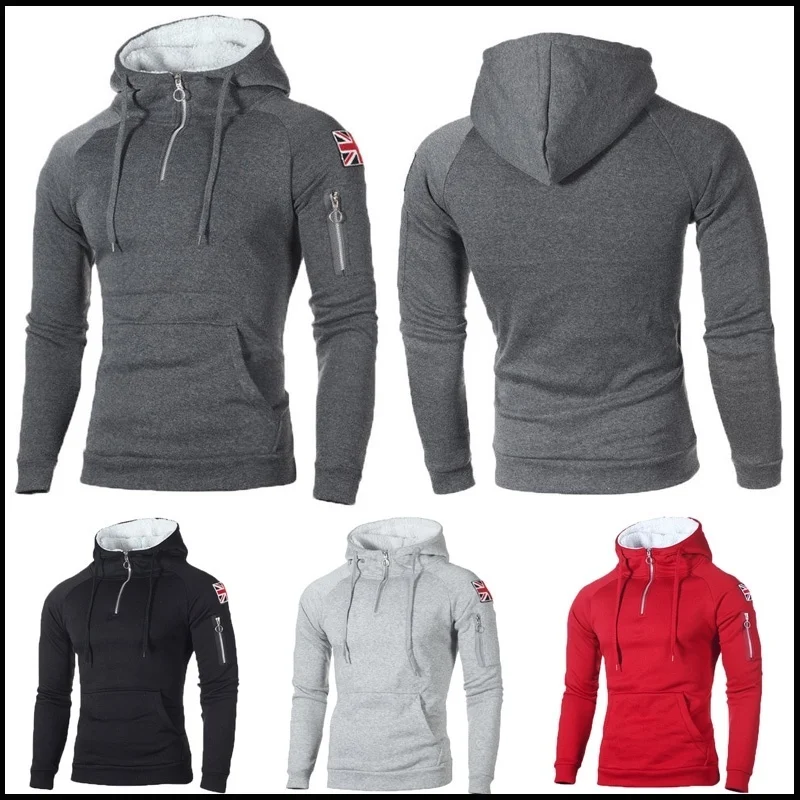 ZOGAA Мужская модная толстовка на молнии с капюшоном куртка флисовой подкладкой